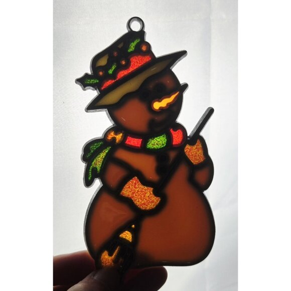 4 Vintage Christmas Holiday Stained Glass Sun Catchers Ornaments Cottage Core 5" - Picture 7 of 7